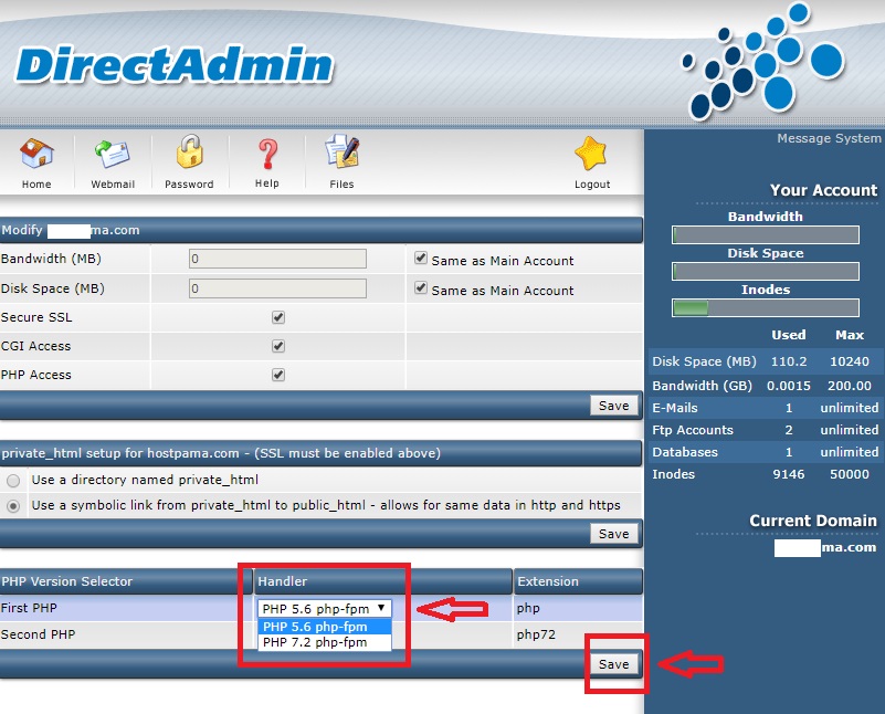 วิธีการการเปลี่ยน PHP Version ใน DirectAdmin Control Panel - ReadyIDC ...