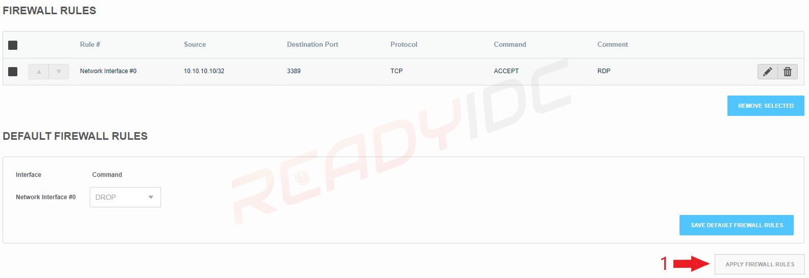 How to add firewall rules readyidc service 24 hour support